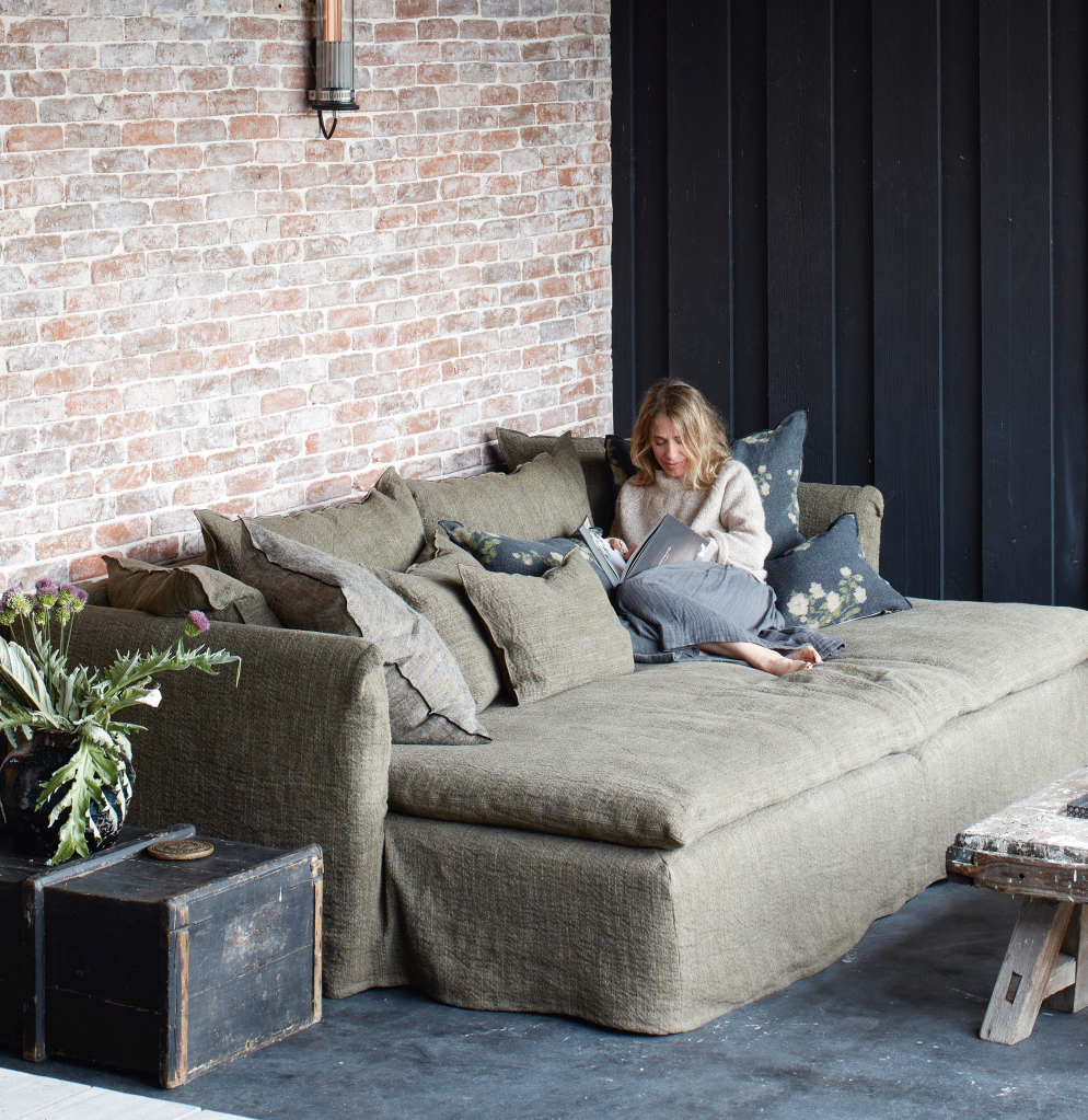 MDV Boho Sofa Chenille Bourdon Kaki