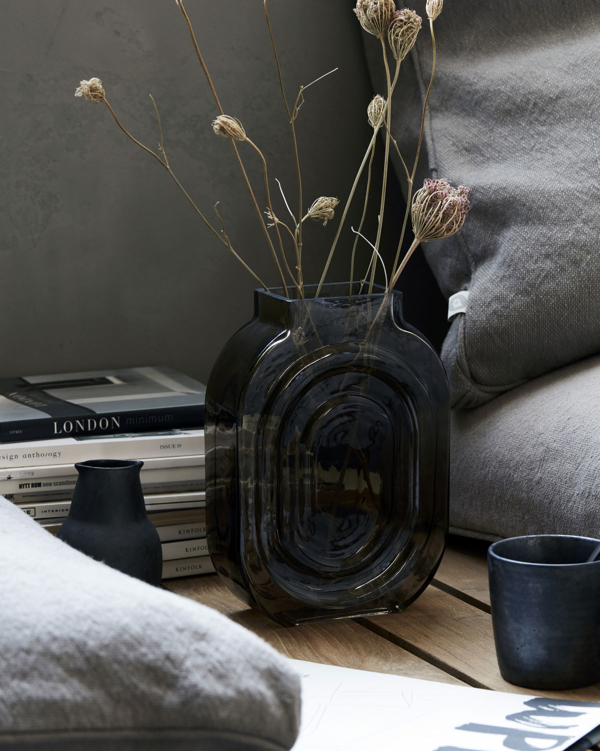 Grey Glass Retro Vase