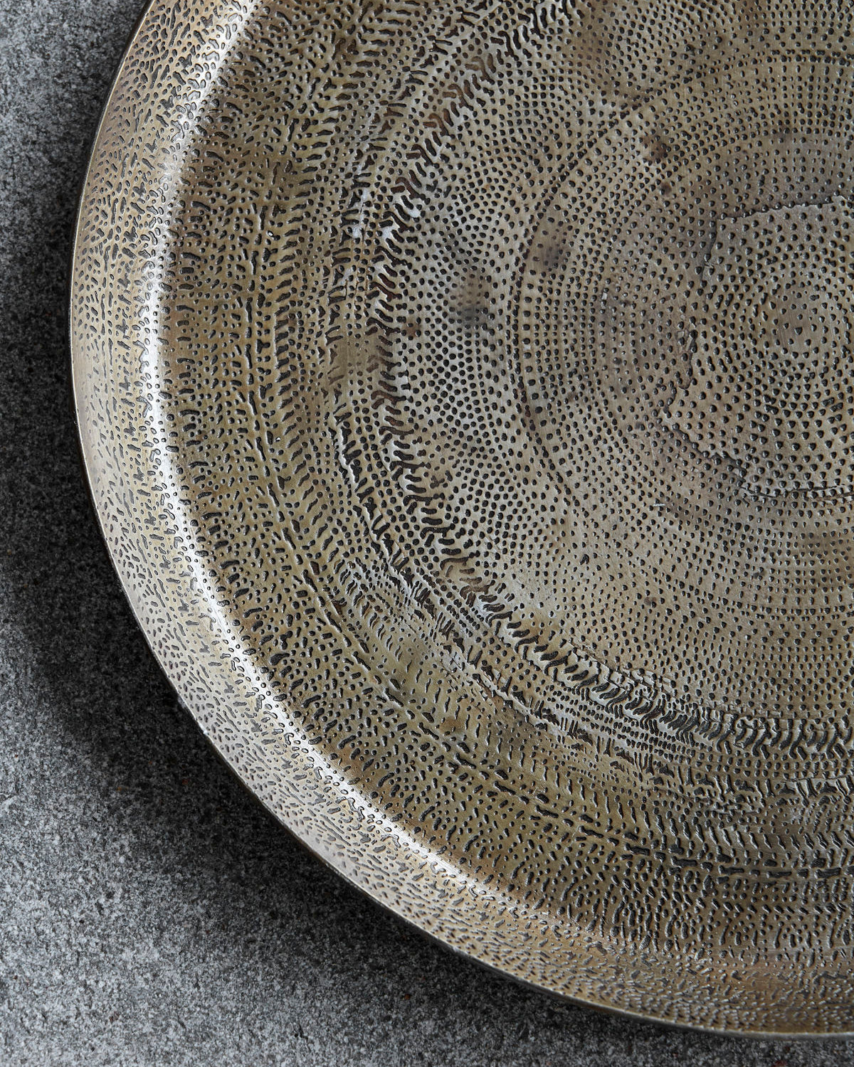 Hammered Aluminum Antiqued Brass Finish Tray - Large