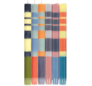 Mixed Pack Striped Eco Dinner Candles 10'' H -drk