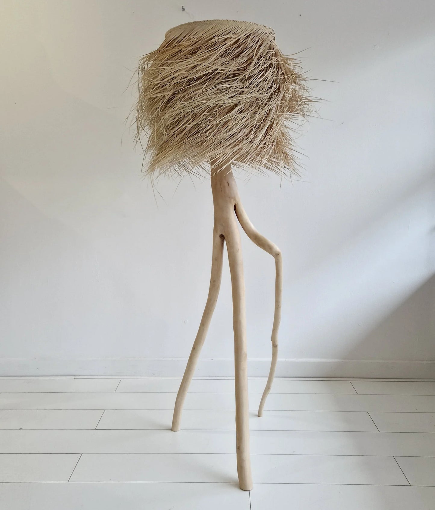 Branch Floor Lamp with Palm Fiber Shade - GM Natrural