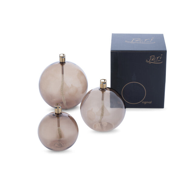 Periglass Oil Lamp Round Brass in Champagne - Medium