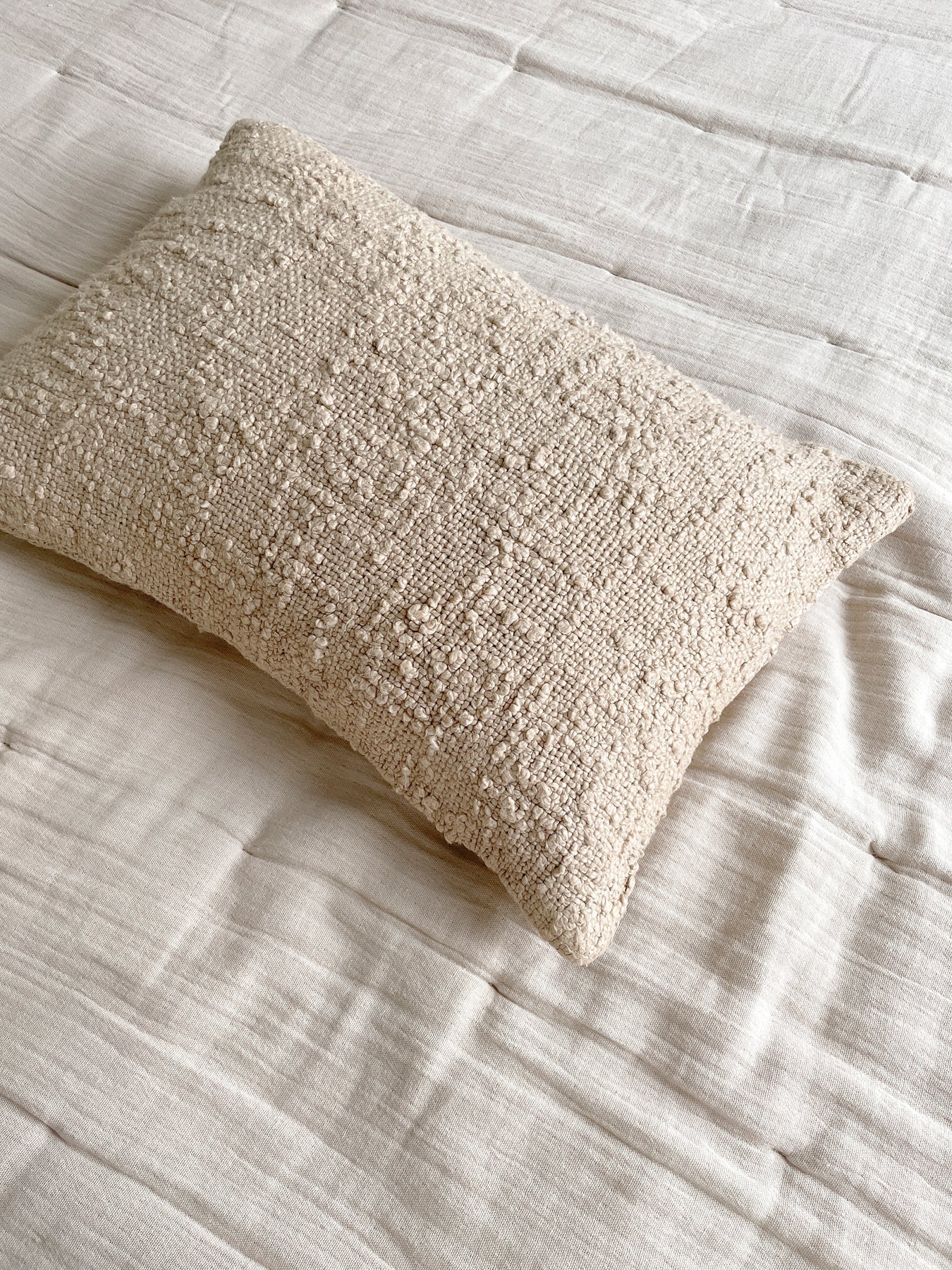 Cozy Cotton Boucle Pillows - Beige, 14" x 20"