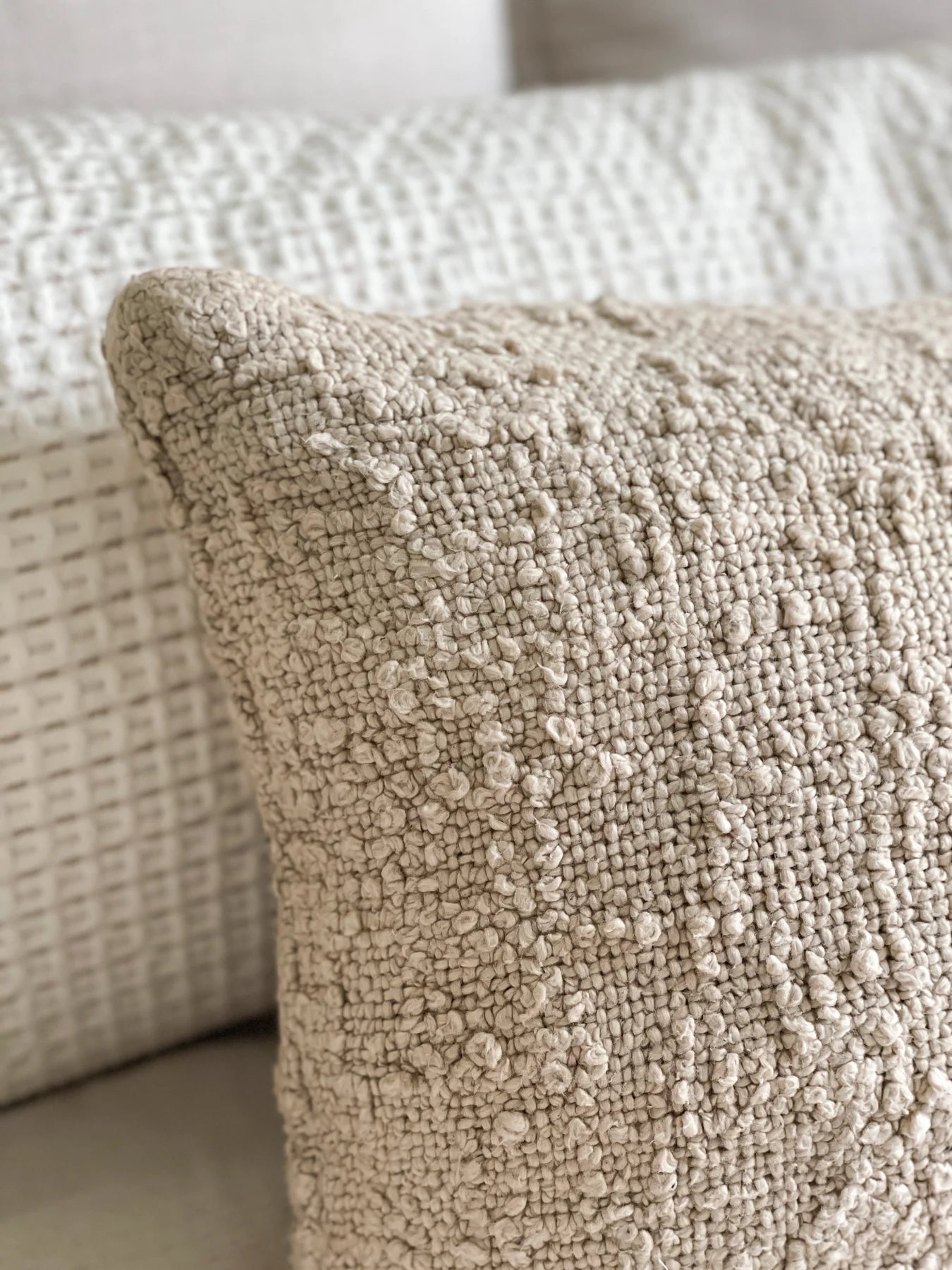 Cozy Cotton Boucle Pillows - Beige, 14" x 20"
