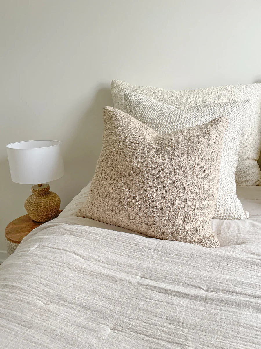 Cozy Cotton Boucle Euro Pillows - Beige, 26" x 26"