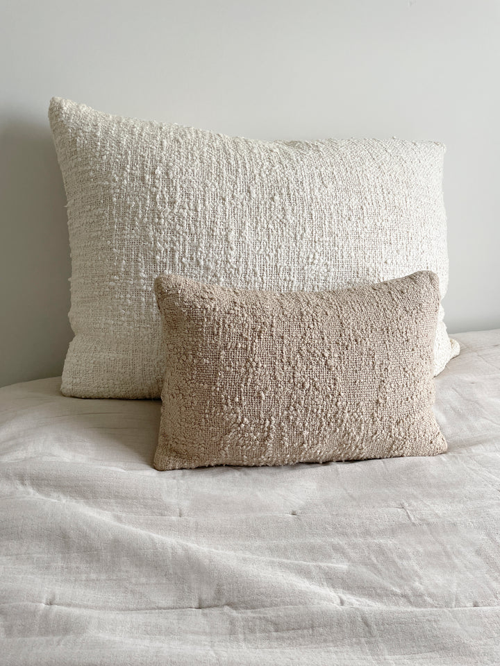 Cozy Cotton Boucle Pillows - Beige, 14" x 20"