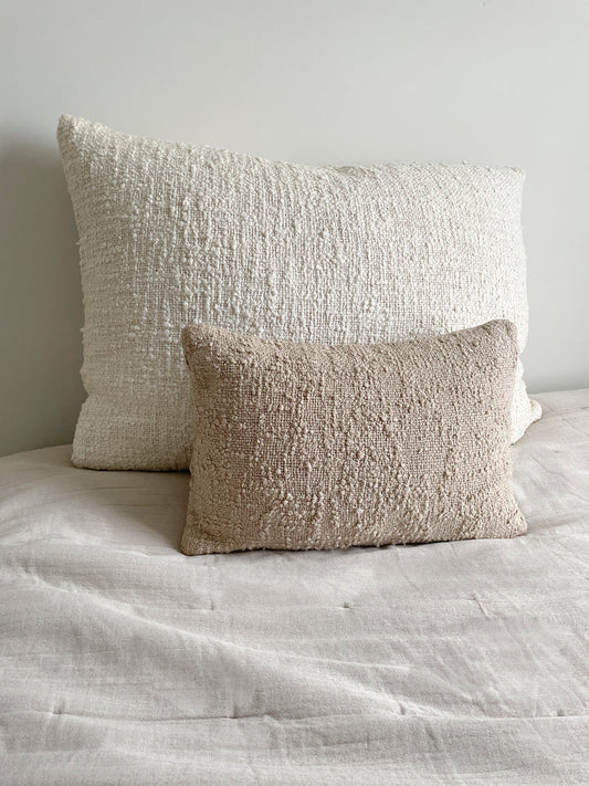Soft Cozy Cotton Boucle Pillows - Beige, 14" x 20"
