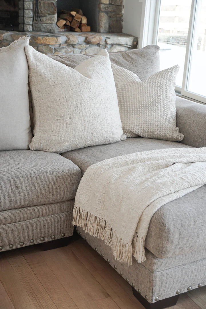 Soft Cozy Cotton Boucle Pillows - Ivory, 26" x 26"