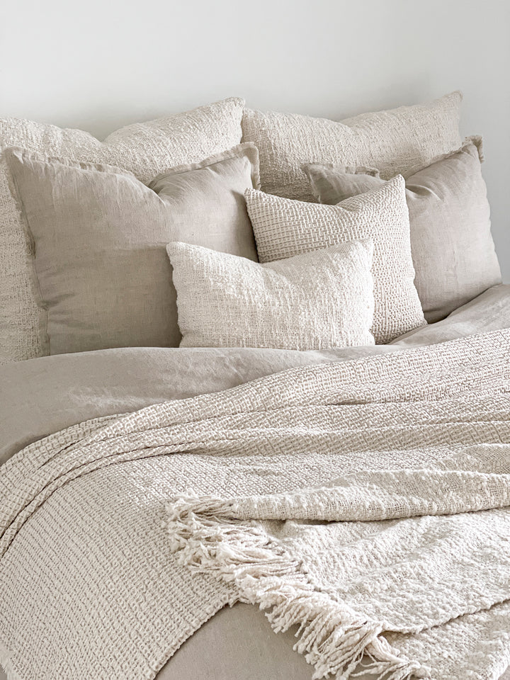 Cozy Cotton Boucle Pillows - Ivory, 14" x 20"