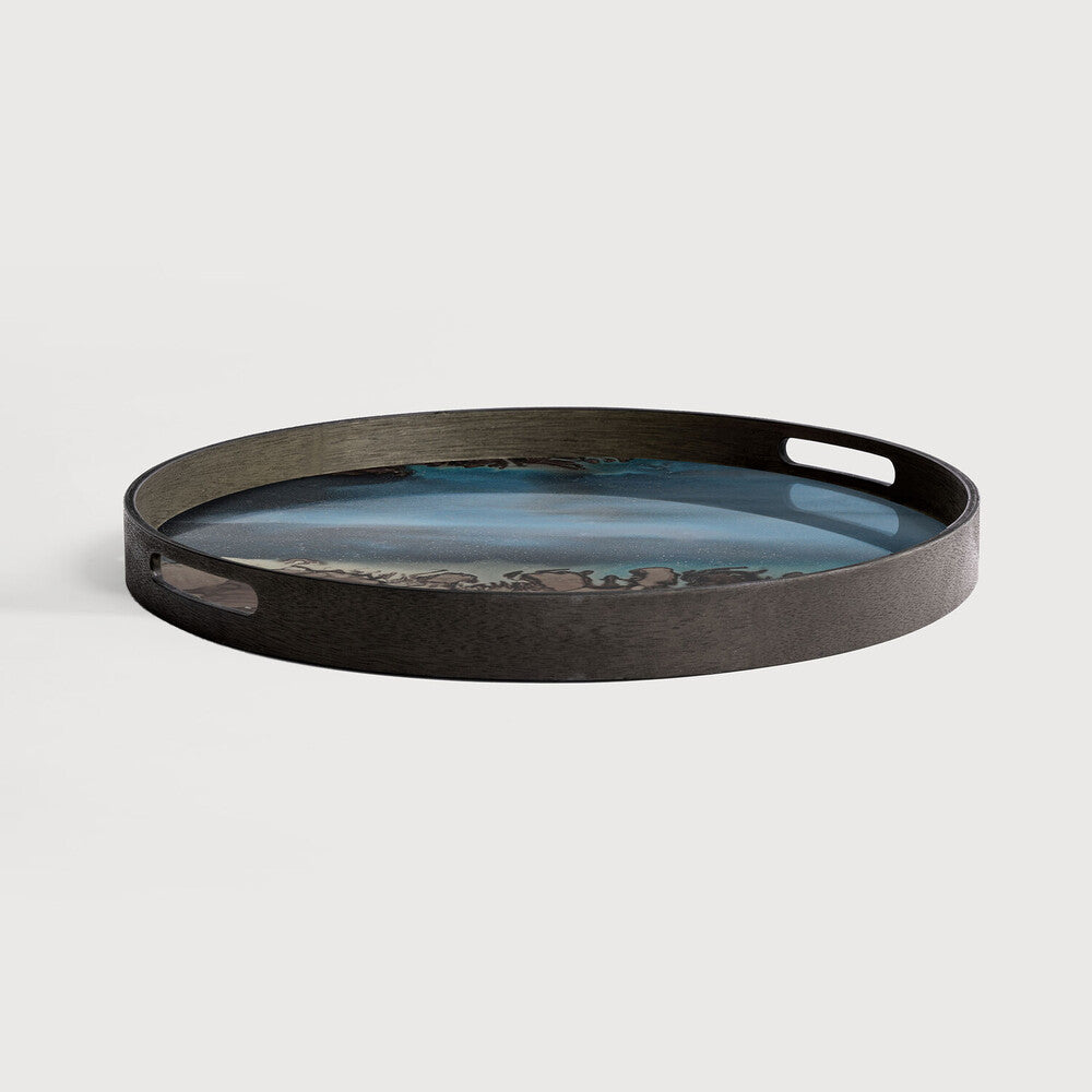 Round glass tray - Slate