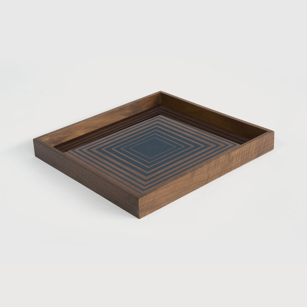 Squares glass tray - Blue Ink