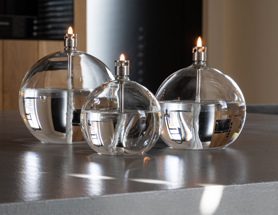 Periglass Oil Lamp Round chrome - extra small