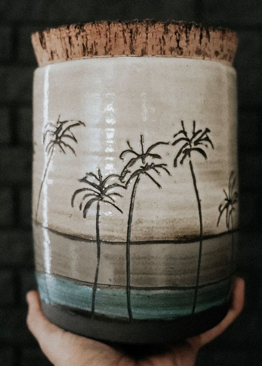 Ceramic Palm Cork Container