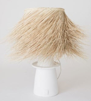 TABLE LAMP - CERAMIC WHITE BASE WITH NATURAL STRAW SHADE