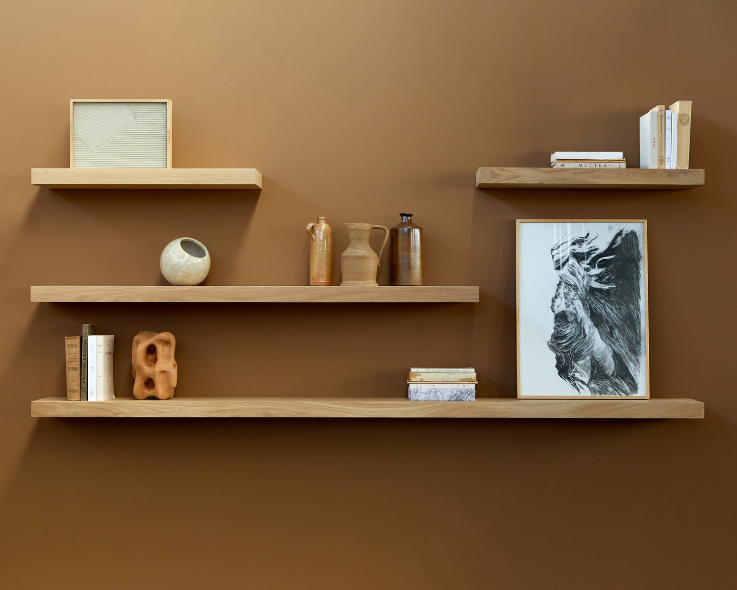 OAK WALL SHELF - 55.5"