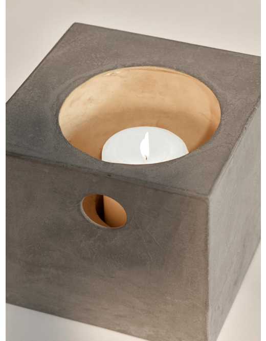 CONCRETE HURRICANE CANDLE HOLDER - 8.25SQ