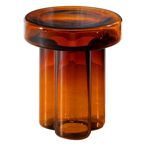 TABLE D'APPOINT EN VERRE AMBRE 15” x 17.7”H