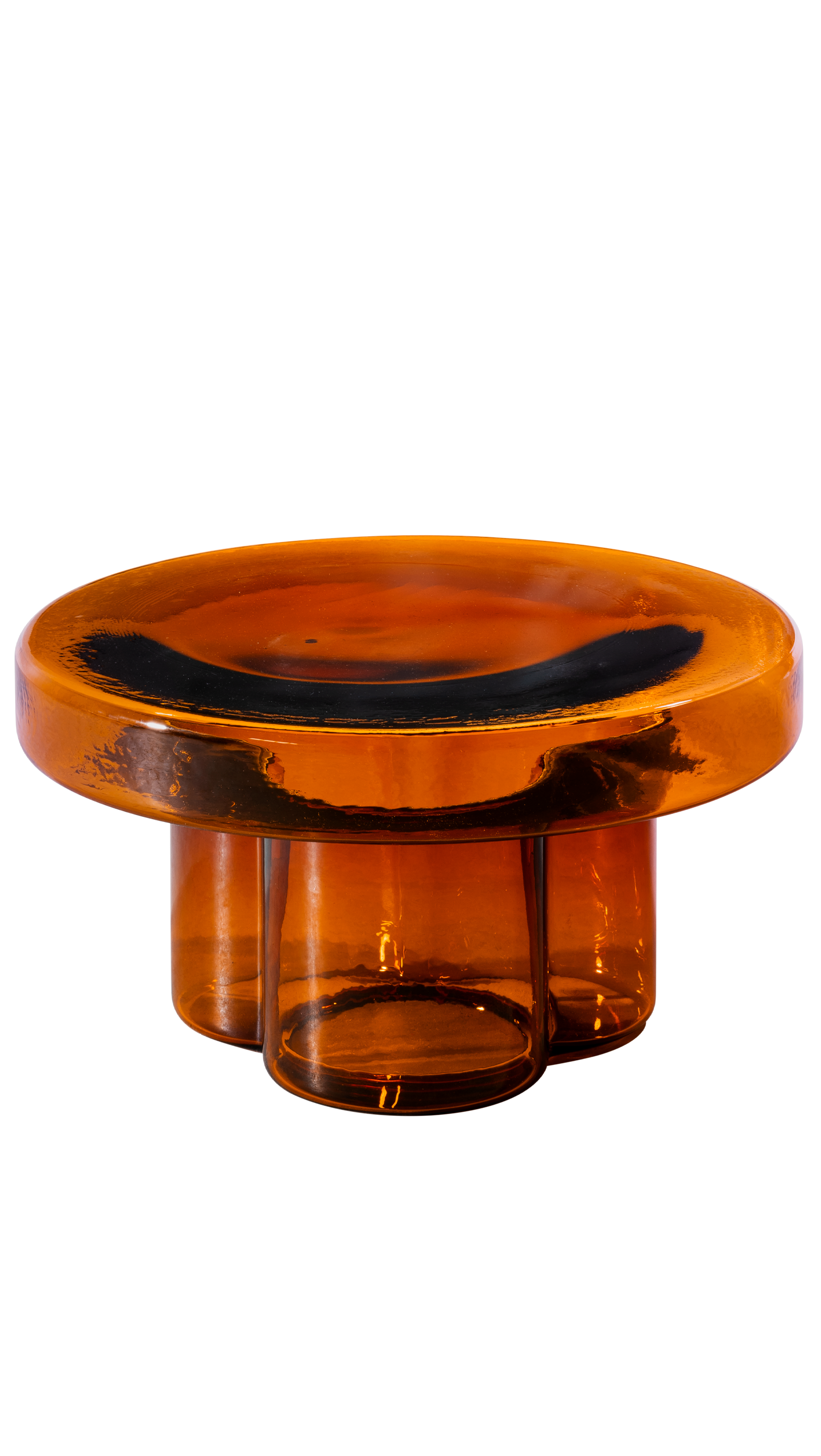 TABLE BASSE EN VERRE AMBRE 21.7” x 11.8” h