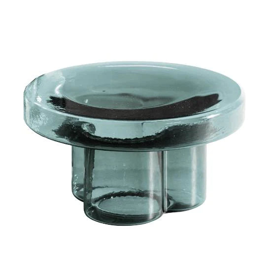 MESA DE CENTRO CRISTAL VERDE GASOLINA 55 x 30 cm h