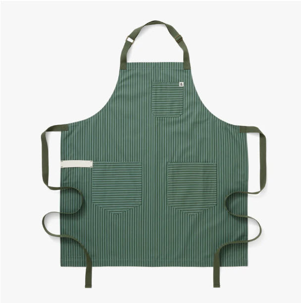 The Essential Apron - Kale Green Stripe