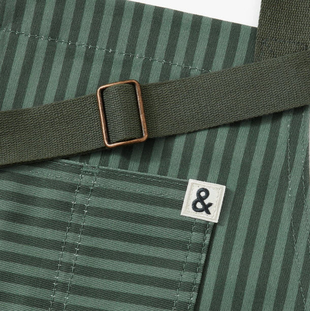 The Essential Apron - Kale Green Stripe