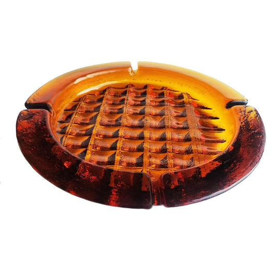 Vintage - 1960s Brutalist Amber Ashtray - Catchall