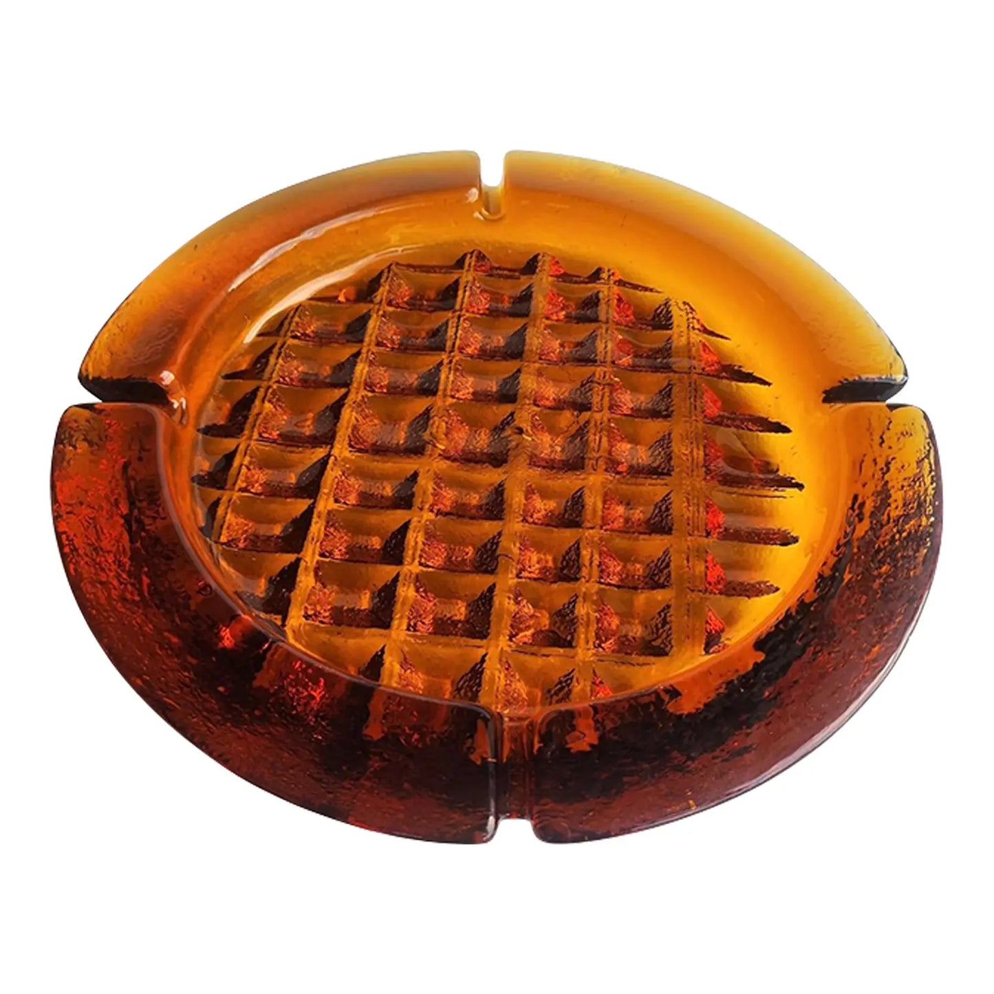 Vintage - 1960s Brutalist Amber Ashtray - Catchall