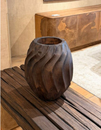 Aura Wood Vase - Burnt Ochre