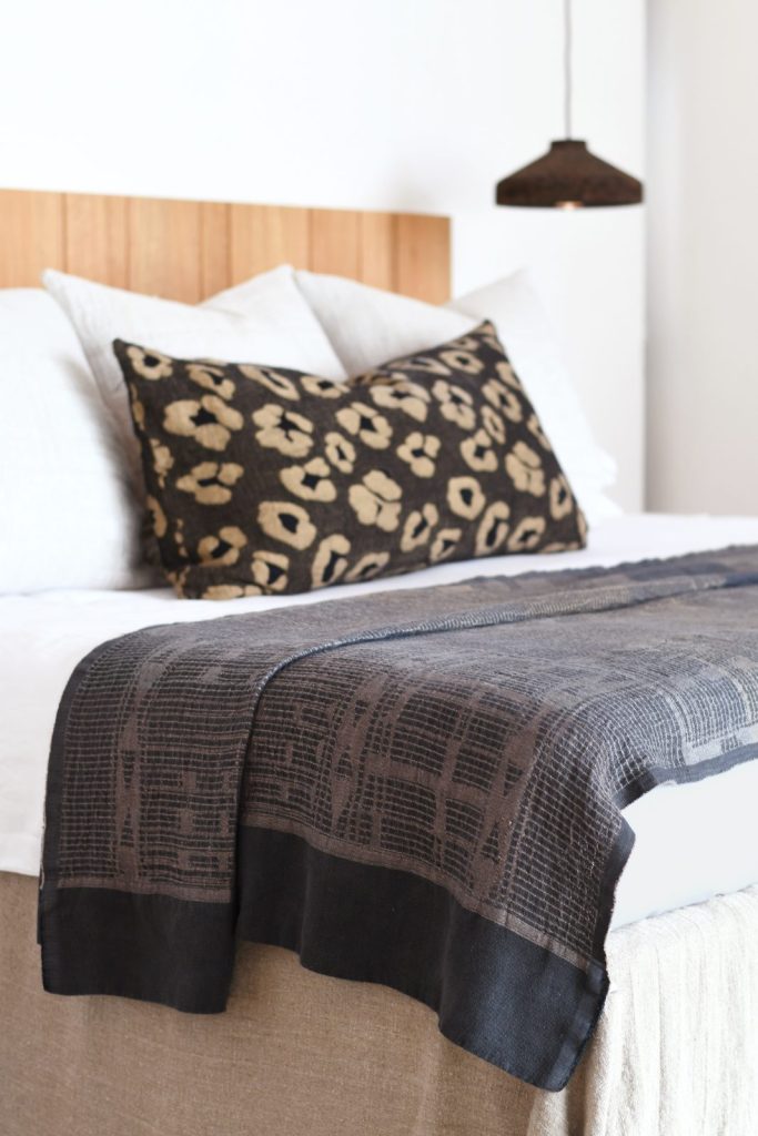 African Jacquard Bogolan Bed Throw - Anthracite on Charcoal