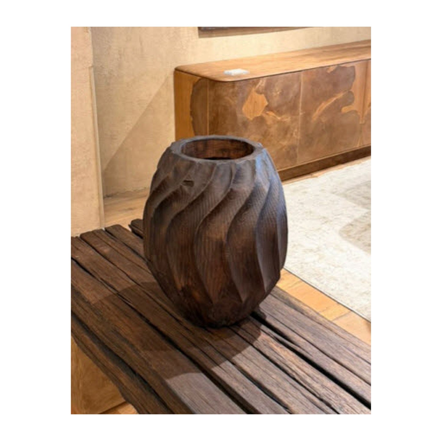 Aura Wood Vase - Burnt Ochre