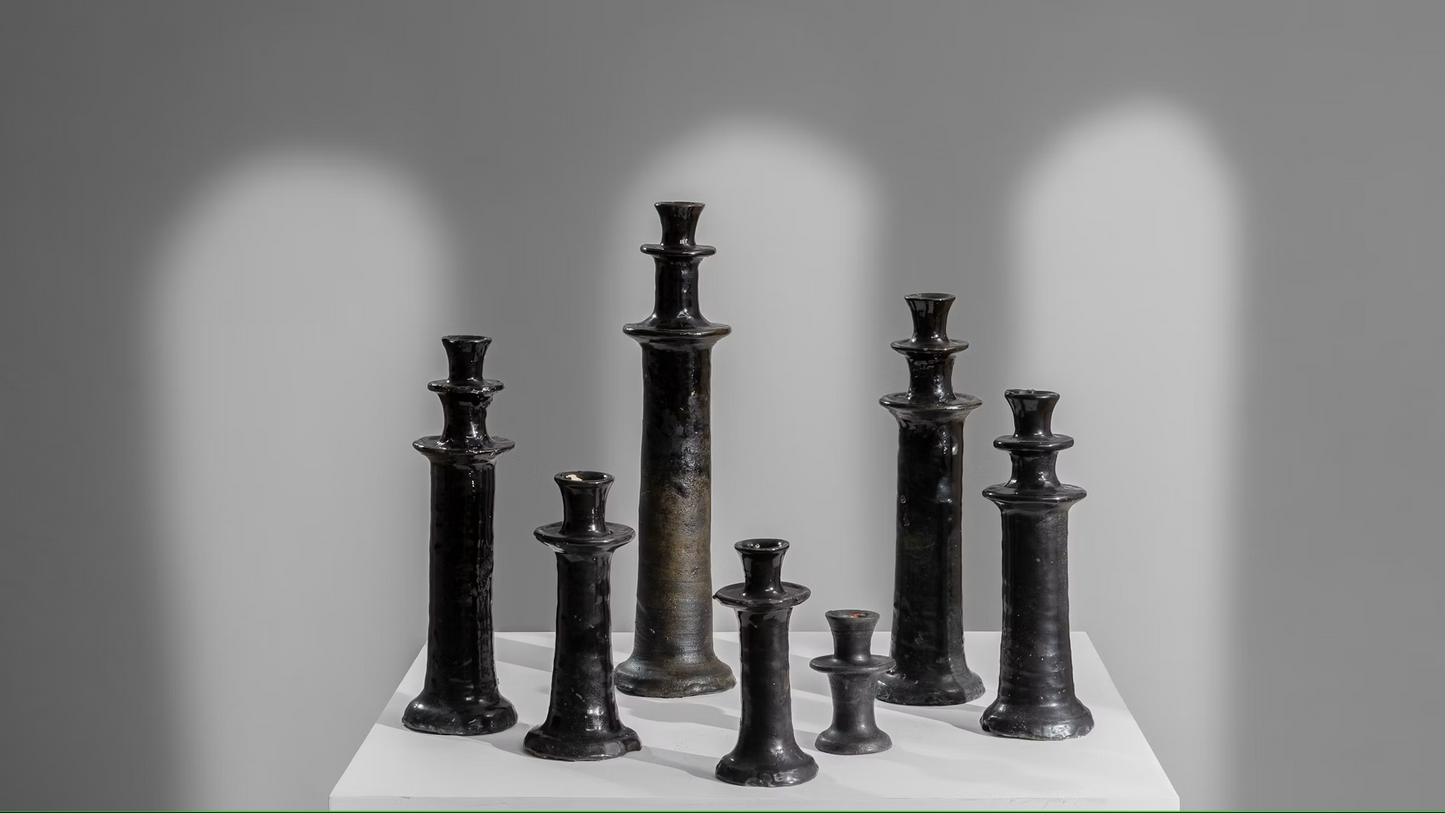 XXL Candlestick Black Ceramic