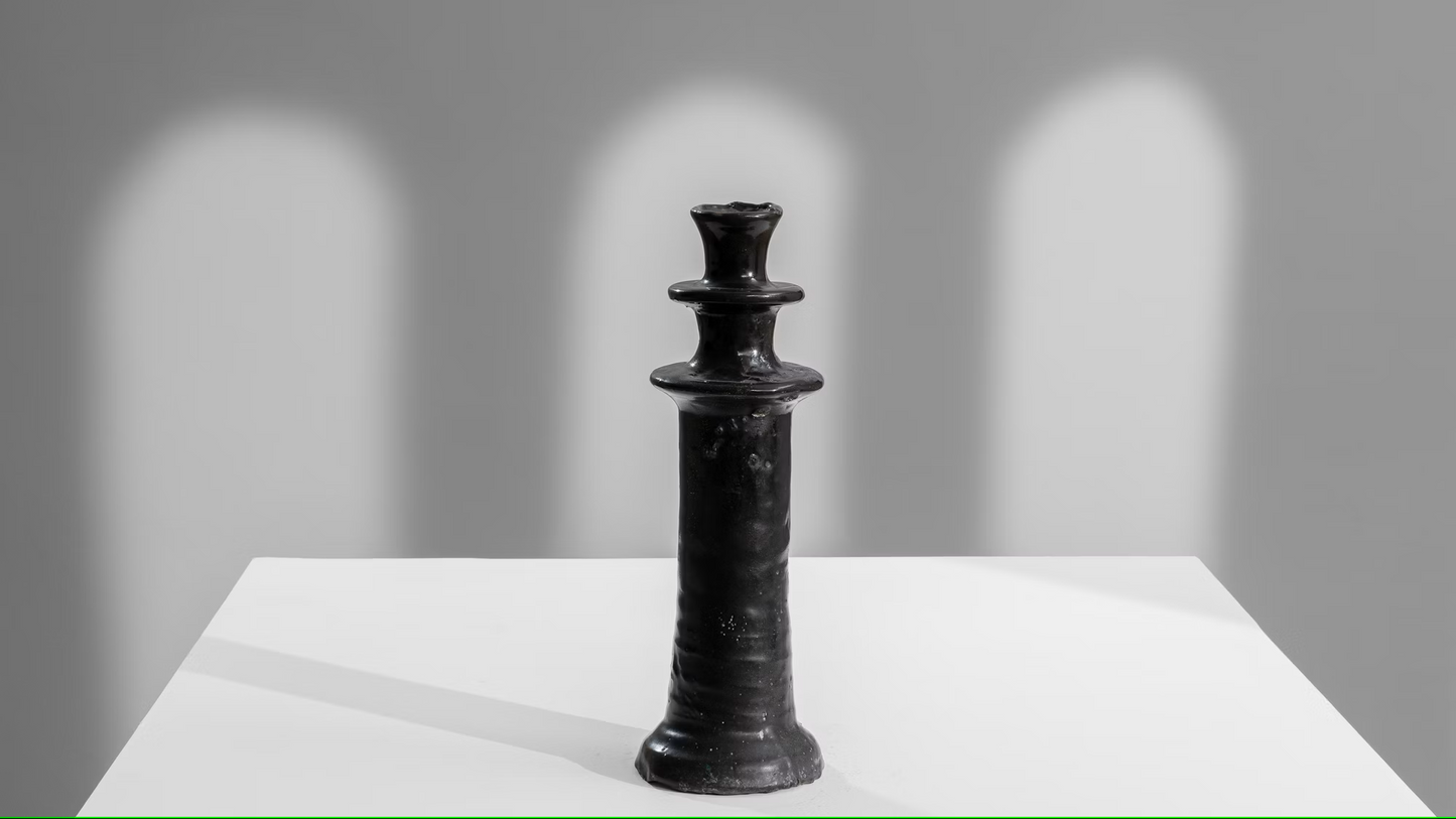 Medium Candlestick Black Ceramic