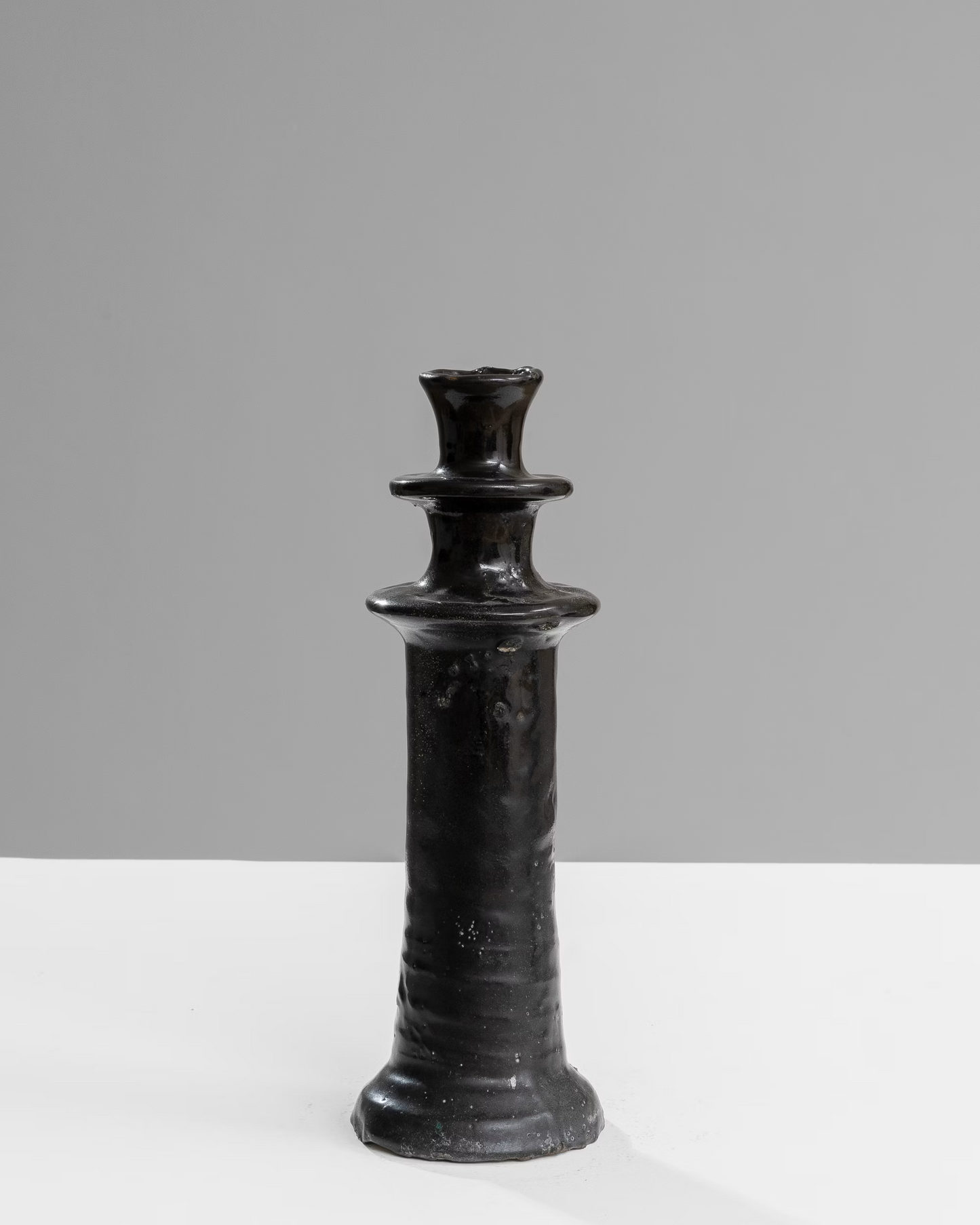 Medium Candlestick Black Ceramic