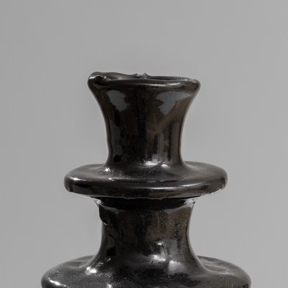 Medium Candlestick Black Ceramic