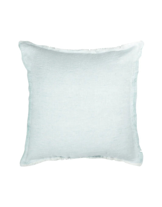 Light Aqua Fringe Soft Linen Pillow