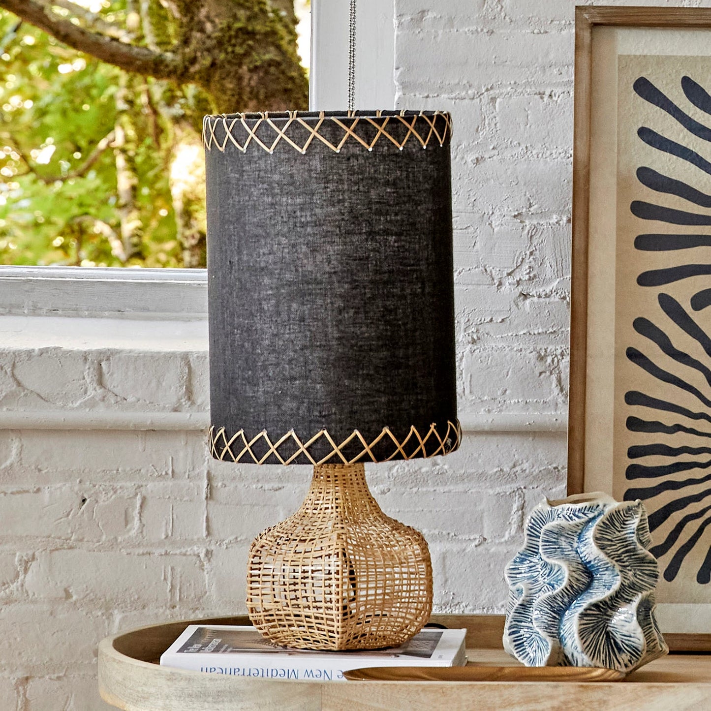 Woven Cane Table Lamp