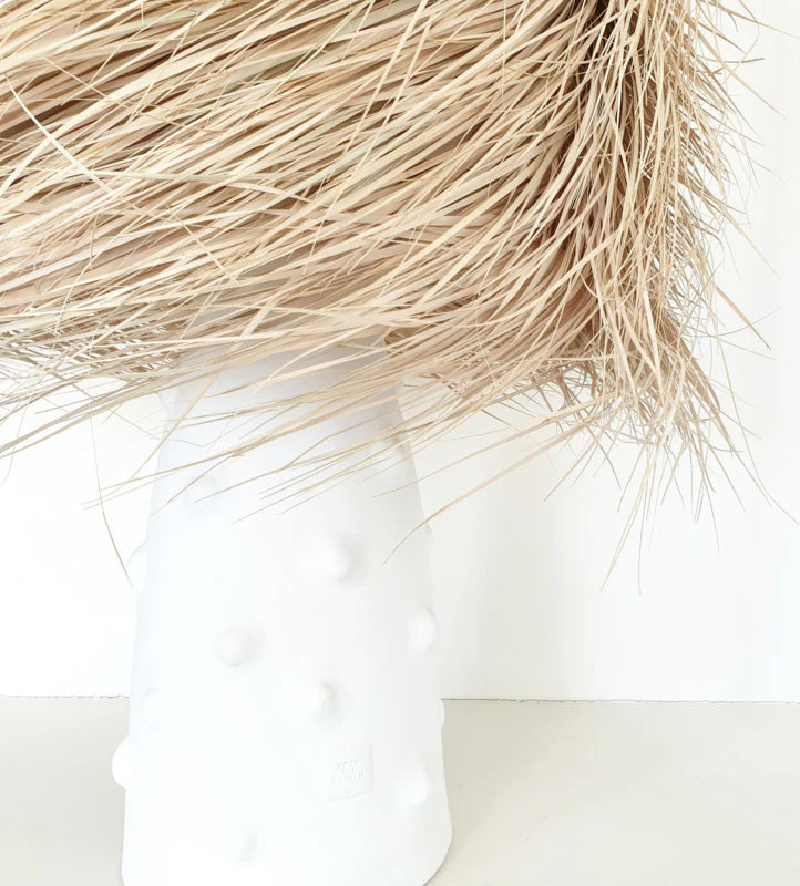 Ceramic Table Lamp with Palm Fiber Shade - Natural