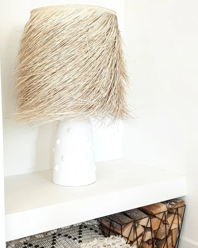 Ceramic Table Lamp with Palm Fiber Shade - Natural