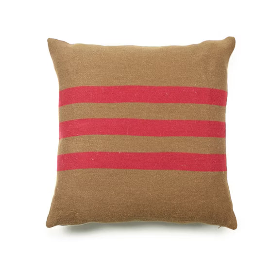 Manitoba Pillow Red Stripe 25" x 25"