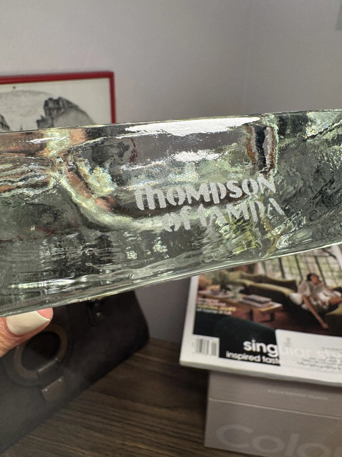 Vintage - 1960's Glass Cigar Pipe Ashtray - Catchall - Thompson Of Tampa logo