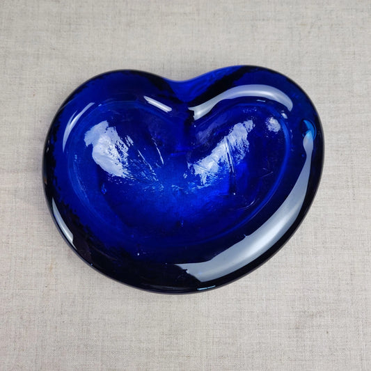 Vintage - Cobalt Blue Amoeba Glass Ashtray - Catchall