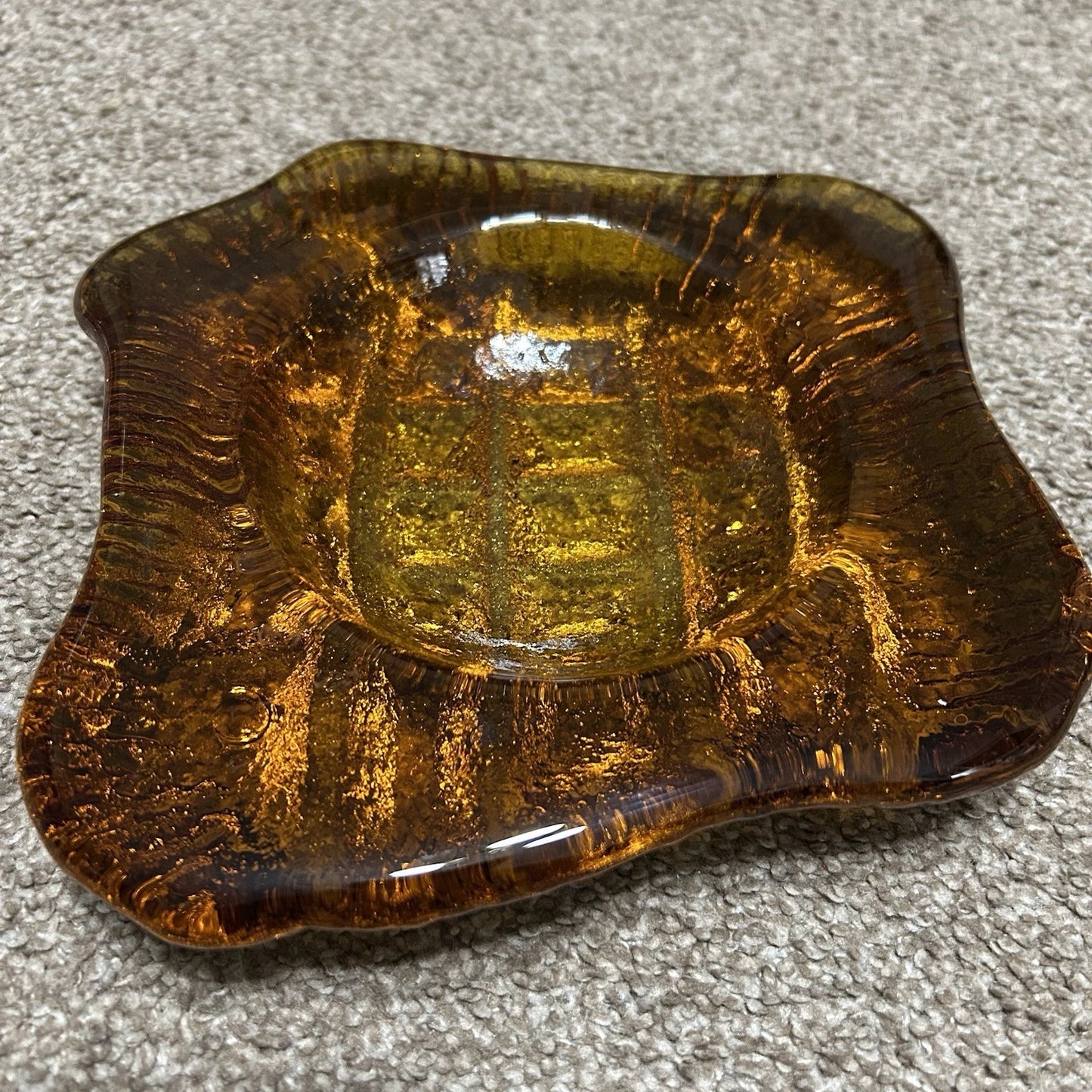 Vintage - Amber Glass Ashtray - Catchall