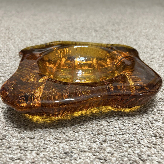 Vintage - Amber Glass Ashtray - Catchall