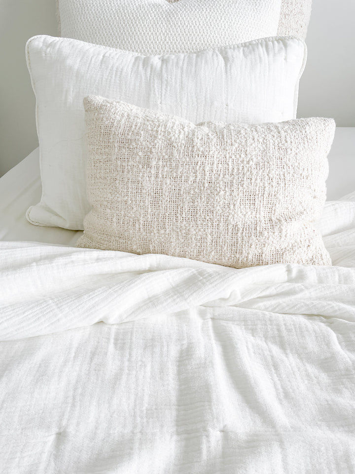 Soft Cozy Cotton Boucle Pillows - Ivory, 14" x 20"