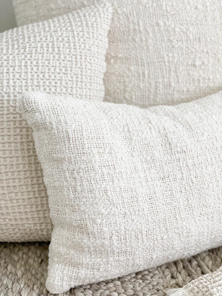 Soft Cozy Cotton Boucle Pillows - Ivory, 14" x 20"