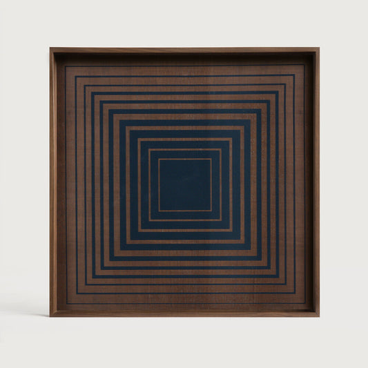 Squares glass tray - Blue Ink