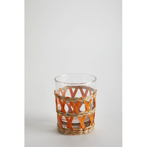 VASO CORTO PARA BEBIDAS DE WICKER WRAP-NARANJA 3"DX4" 6OZ